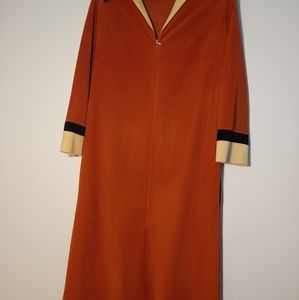 Vintage Vanity Fair Velvet Dress Orange Front Zip